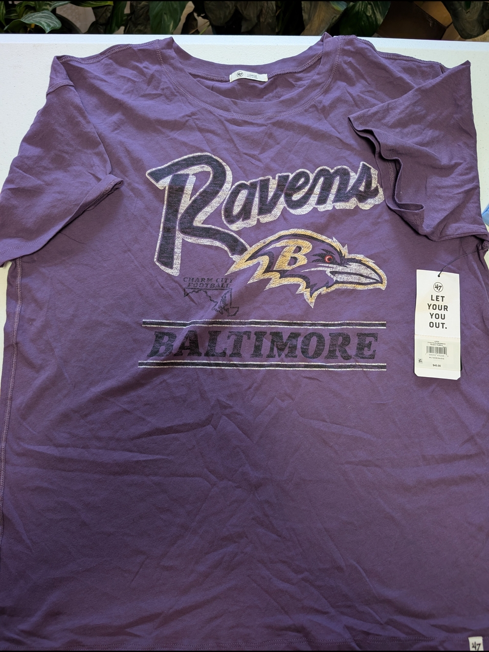 47 Brand Baltimore Ravens Purple Short Sleeve Tee with Graphic Logo